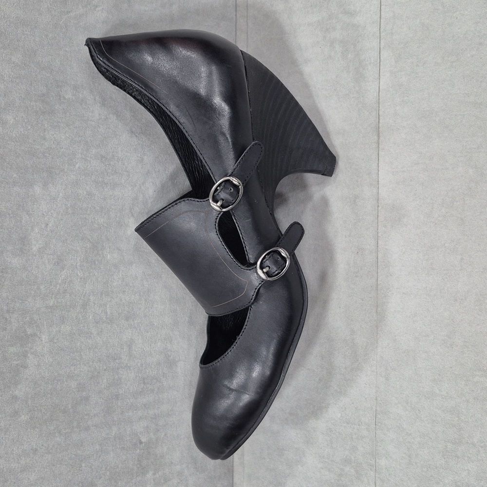 Max Studio Beau pumps women's 8 black fine leather double monk strap - Picture 13 of 16